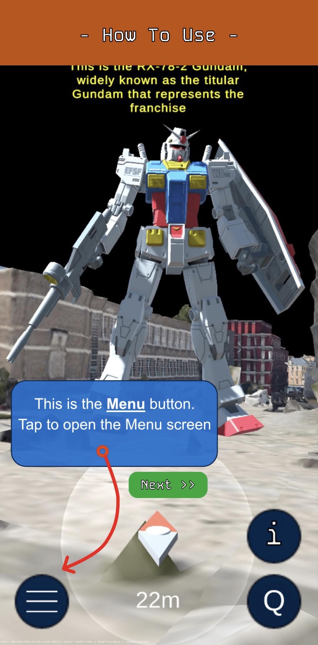 Screenshot of the in-app guide