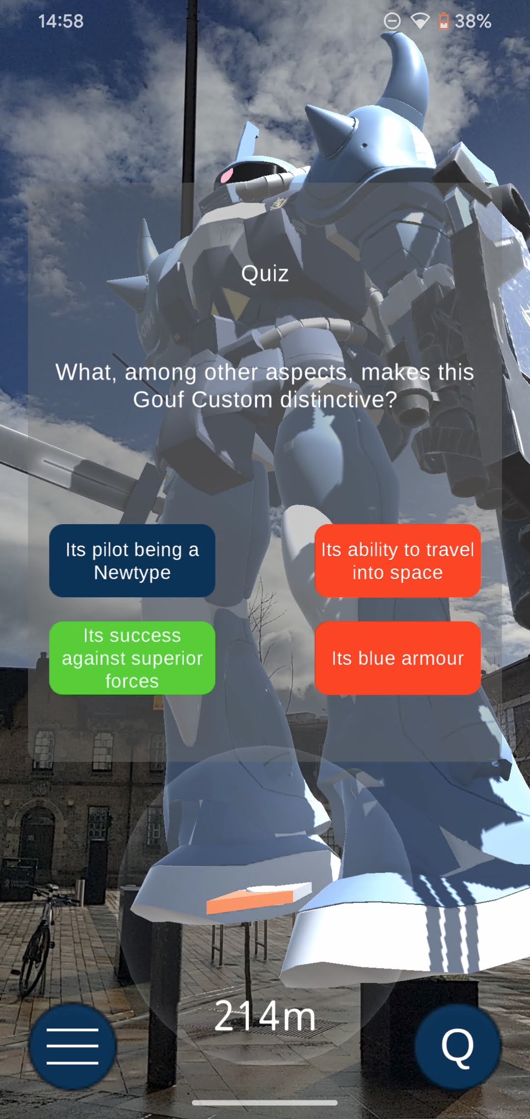 Screenshot of a work-in-progress quizz