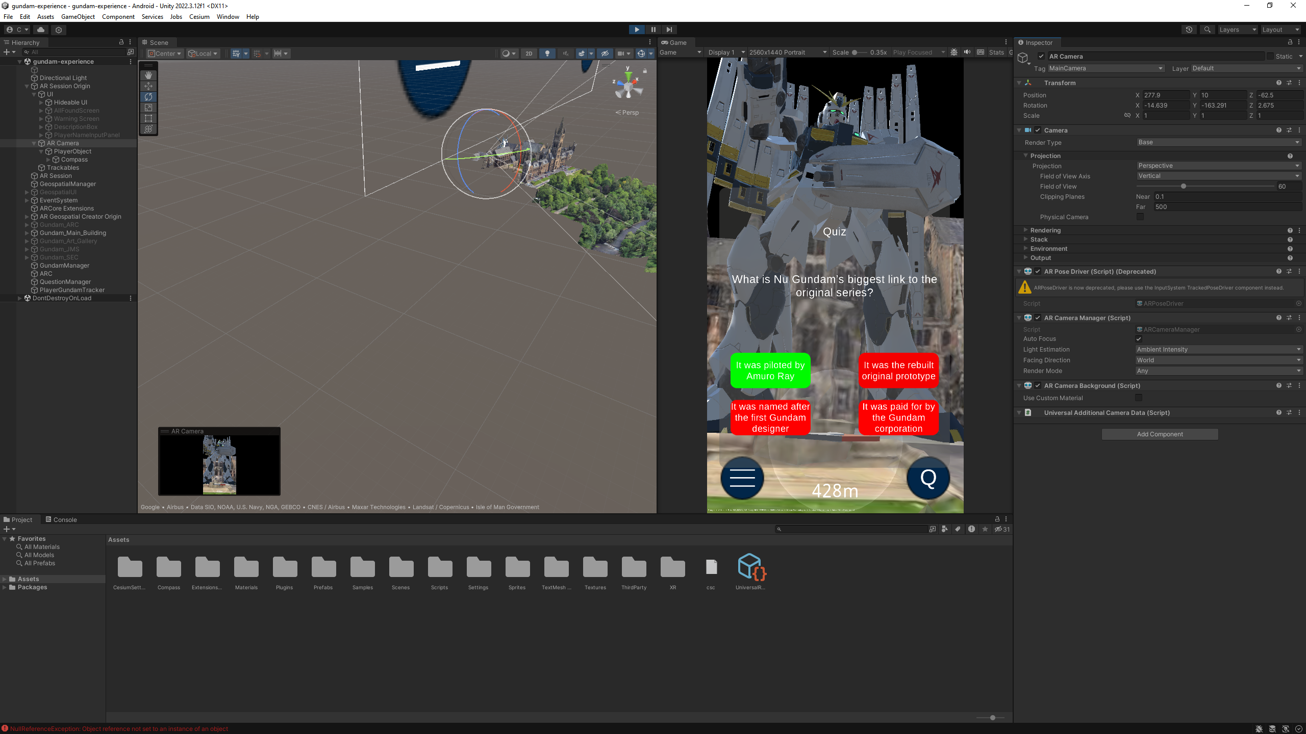 Screenshot of the project in the Unity editor