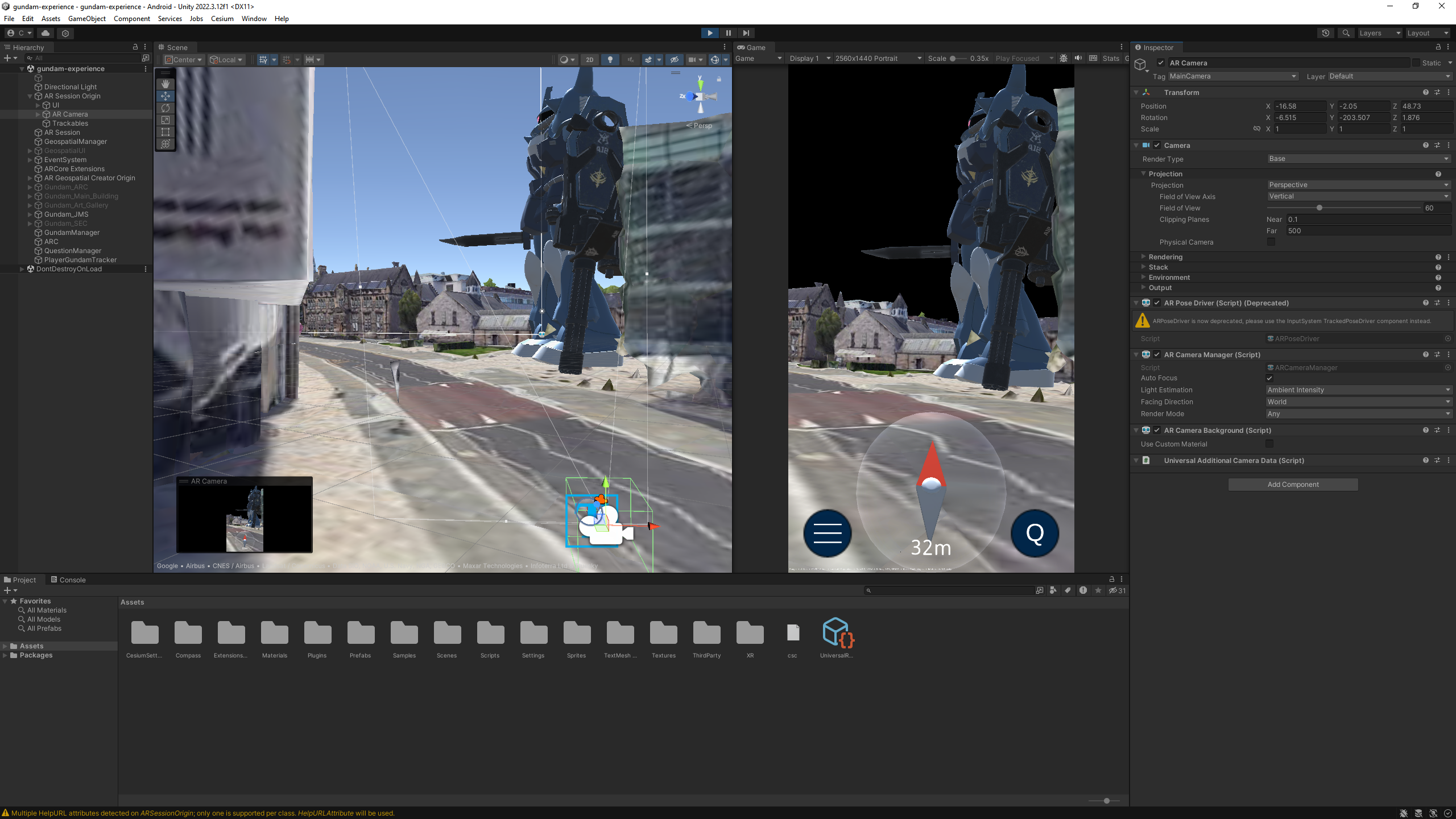 Screenshot of the project in the Unity editor